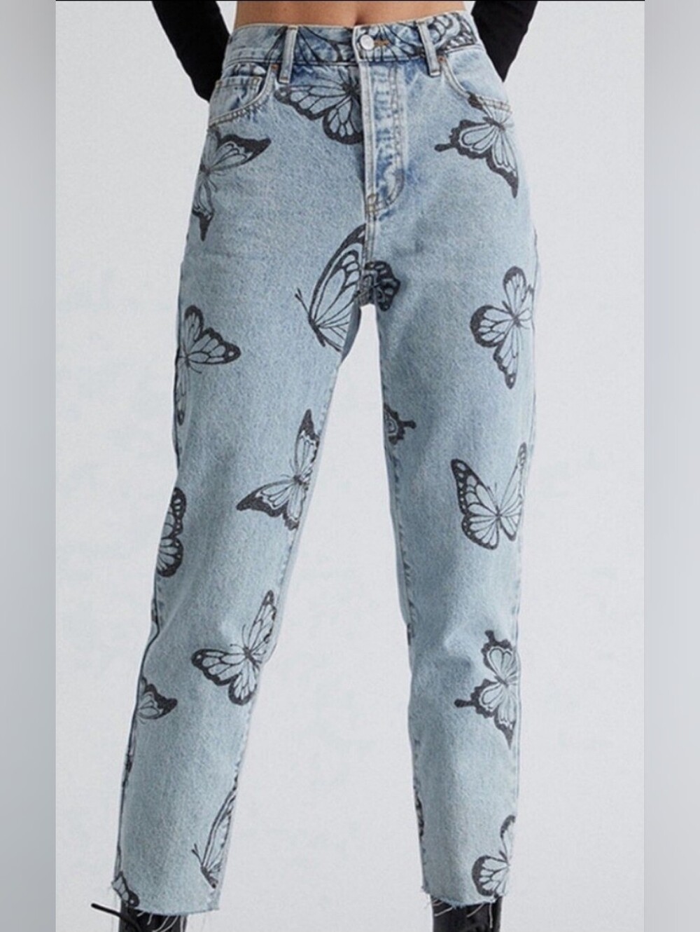 PacSun Butterfly Print High Rise Straight Leg Denin Jeans 26
